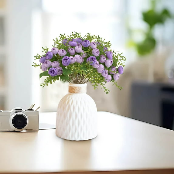 Artificial Rose Flowers, 15 Buds Fake Rose Long Stem Bouquet, Realistic Silk Pink Rose, Faux Roses for Valentine's Day Parties and Wedding Decoration