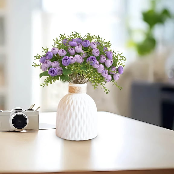 Artificial Rose Flowers, 15 Buds Fake Rose Long Stem Bouquet, Realistic Silk Pink Rose, Faux Roses for Valentine's Day Parties and Wedding Decoration