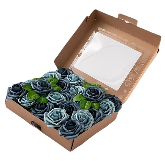 Artificial Rose Flowers 25PCS Foam Faux Rose with Foldable Stem Greenery for DIY C