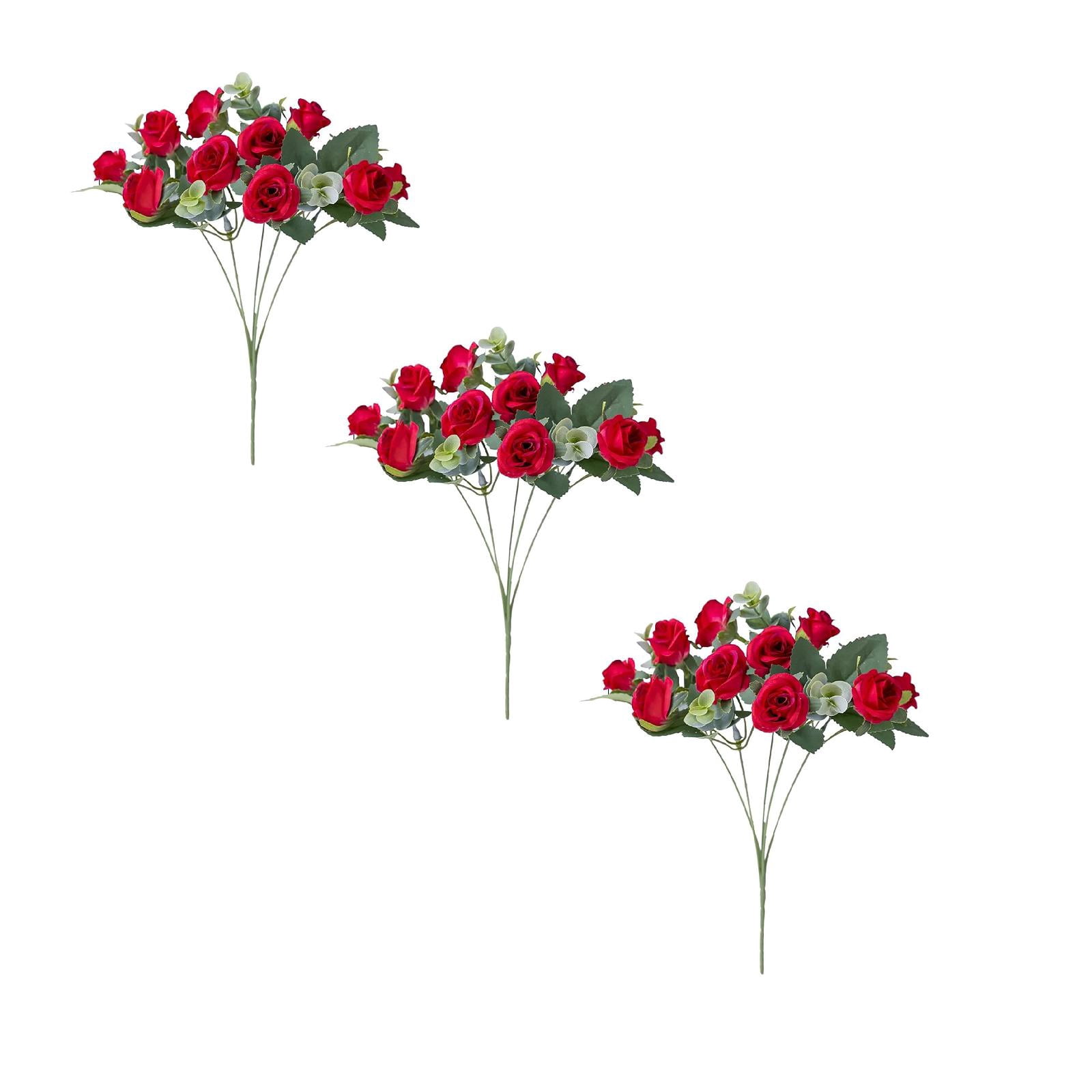 Artificial Rose Flowers 3pcs, 11.8 Inch Long Stem Silk Roses with 33 ...