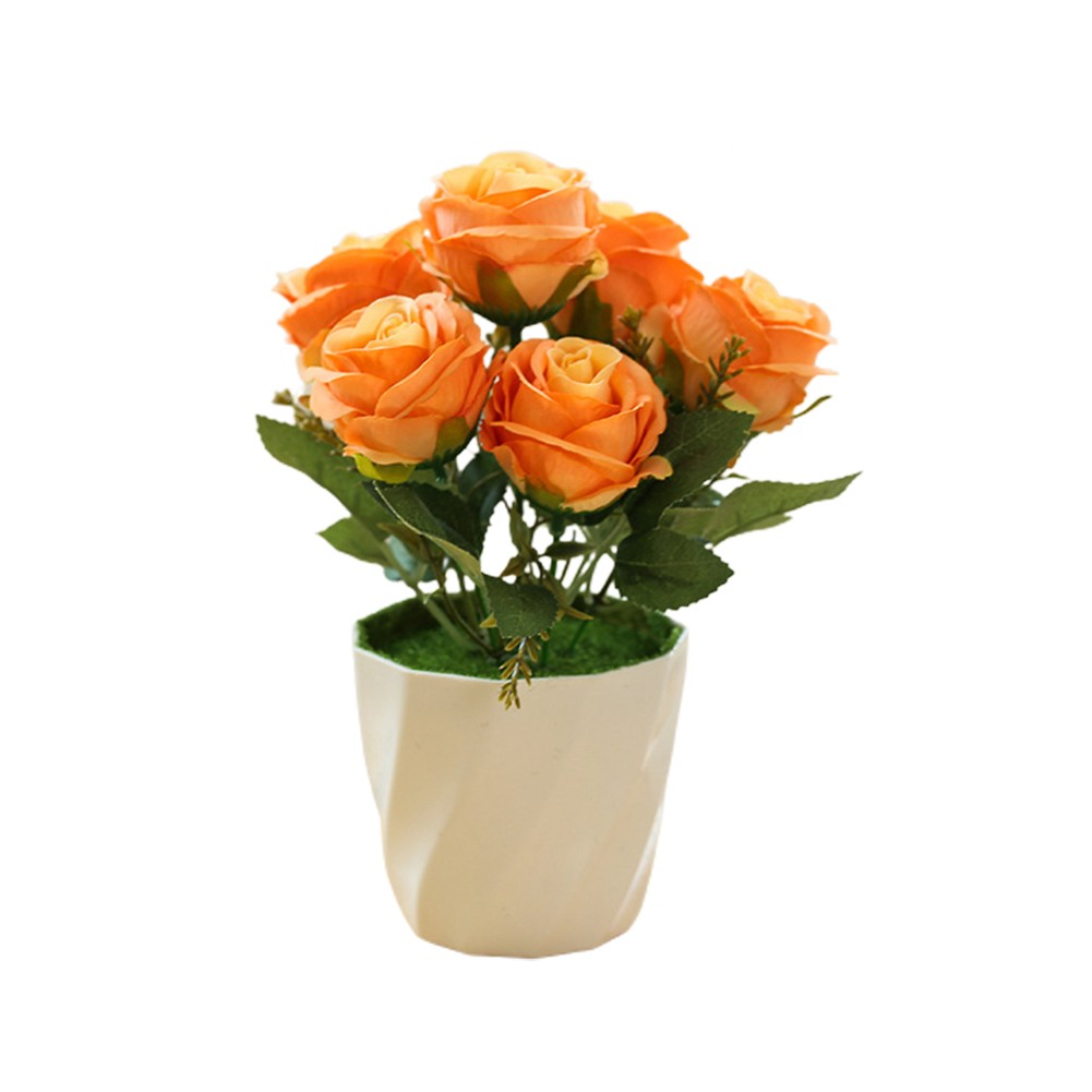 Artificial Rose Flowers Bonsai Fake Potted for Wedding Office Desktop