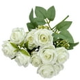 thumbnail image 1 of Artificial Rose Flowers Bush, Fake Silk Rose Bouquet, Faux Rose Flower Arrangement for Vase Filler, Home Wedding Party Table Centerpiece Decor, Indoor Outdoor Artificial Floral Decor, 1 of 5