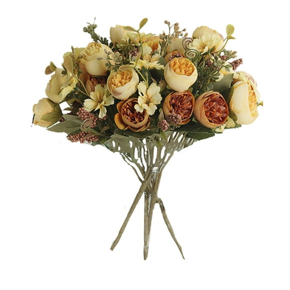 Artificial Rose Flowers Fall Decor Vintage Fake Flowers Silk Mini Flowers Bouquets for DIY Wedding Party Bridal Home Decorations Floral Arrangements for Indoor Room Table Centerpieces Home Decor