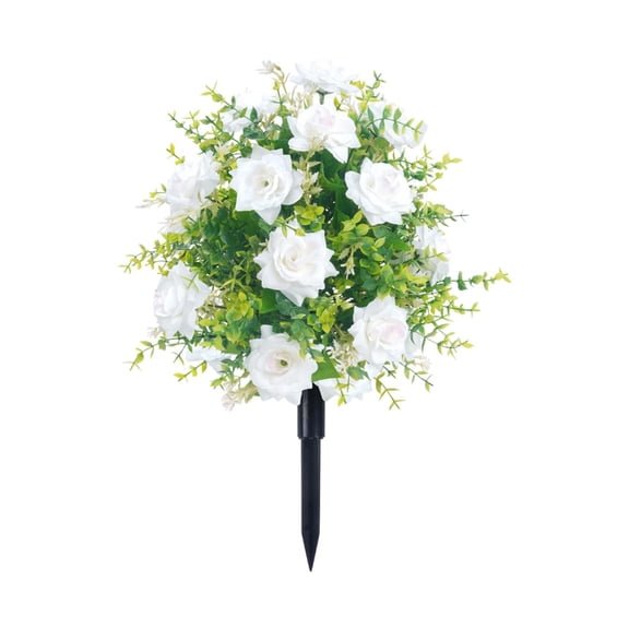Artificial Rose Flowers with Ground Stakes - Outdoor Decoration Floral Arrangements for Garden, Patio, Wedding & Mother's Day Gifts Weather-Resistant