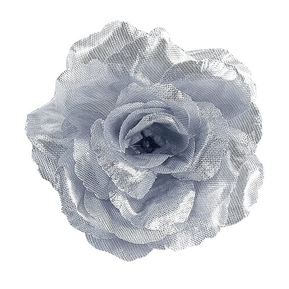 Artificial Rose Flowers, Oimcto Real Looking Blossom Rose Flower Heads for Wedding Bouquet Decor, DIY Crafts and Arrangements, Cloth Material, Fade-Resistant, Reusable, No Stems Included, Silver