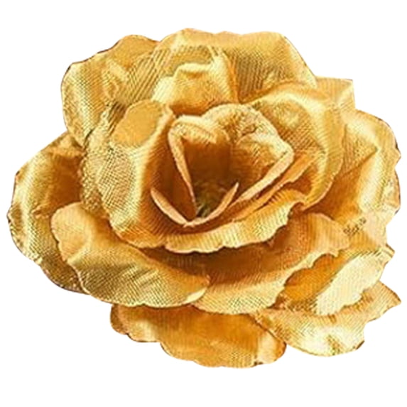 Artificial Rose Flowers, Oimcto Real Looking Blossom Rose Flower Heads for Wedding Bouquet Decor, DIY Crafts and Arrangements, Cloth Material, Fade-Resistant, Reusable, No Stems Included, Gold