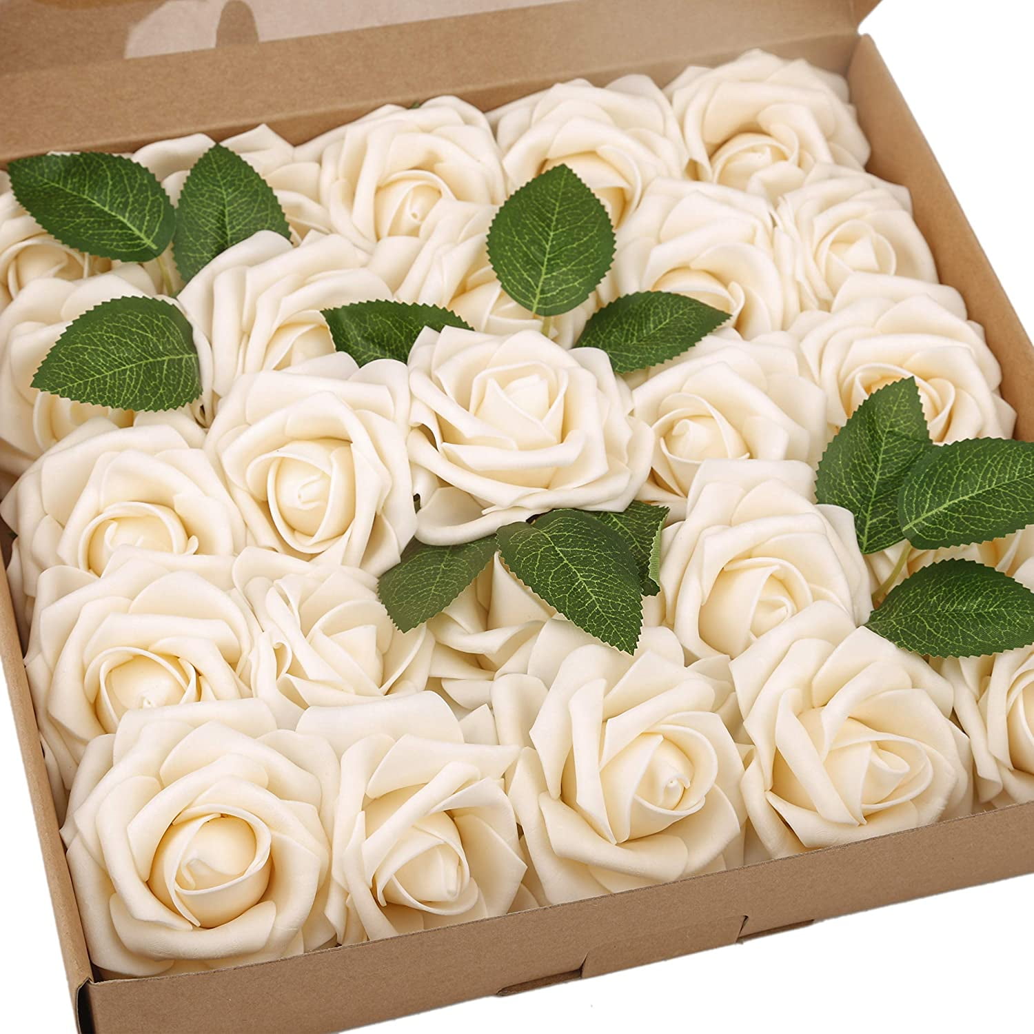 Artificial Rose Flowers Real Touch 25pcs Faux Foam Roses Fake Flower ...