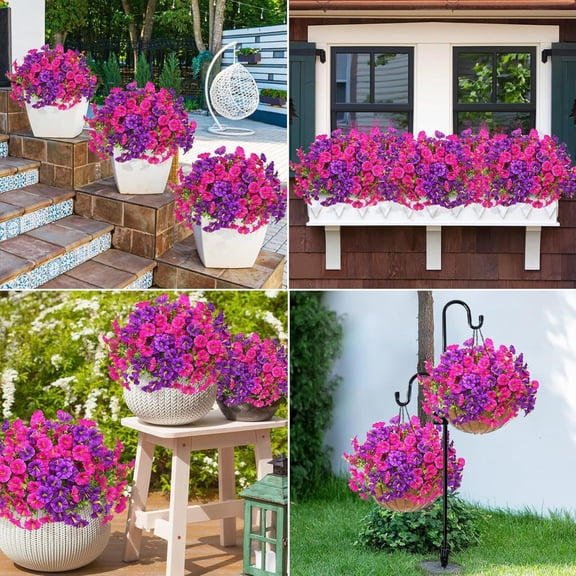 Artificial Rose Flowers Silk Bouquet with Realistic Leaves for Home Decor Outdoor Garden Fence Courtyard Farmhouse Party Floral Decoration, Red