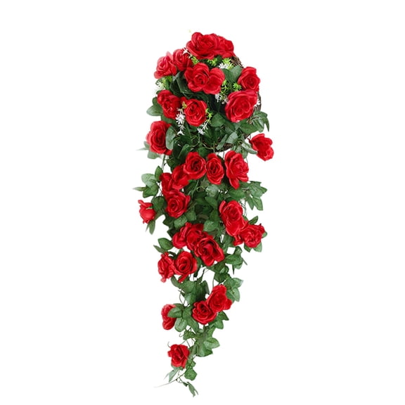 Artificial Rose Garland 2 Pack 36 Inch Artificial Rose Garland Fake Flower Vine Decor for Home Wedding Party Wall Hanging Decoration with Realistic Roses and Leaves Indoor Outdoor Fake Flower Vine