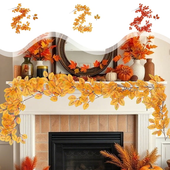 Artificial Rose Garland, 5.6FT Artificial Vine for Fireplace, Wall and Table, Fall Decorations for Home, Orange