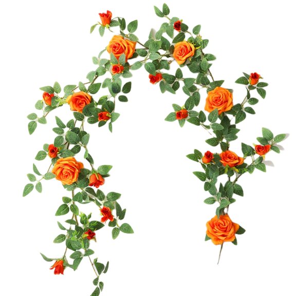 Artificial Rose Garland 6FT, Realistic Silk Flower Vines With Iron Wire Stem For Wedding Arch Backdrop, Home Party Valentine Day Decor, Hanging Fake Flowers In Red Pink Orange for Champagne