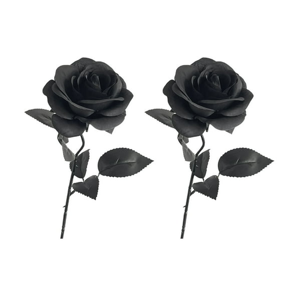 Artificial Rose, Gothic Rose, Long Stem Silk Flower for Halloween Decoration, Realistic Black White Red Polyester Artificial Flower, 15.7 Inch Length, Eco-Friendly Material, Lightweight