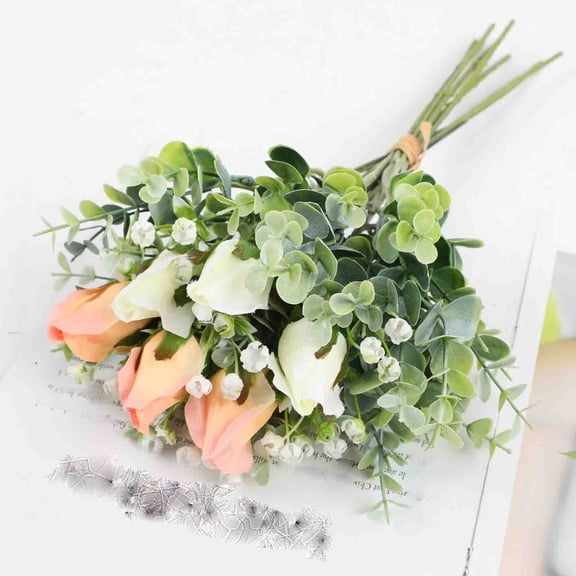 Artificial Rose Hand Held Bouquet Style - Home Decoration Artificial Flower Wedding Bride's Hand Held Bouquet Table Flower Arrangement, 37cm Cluster for Wedding Bridal, Fresh Gradient Color