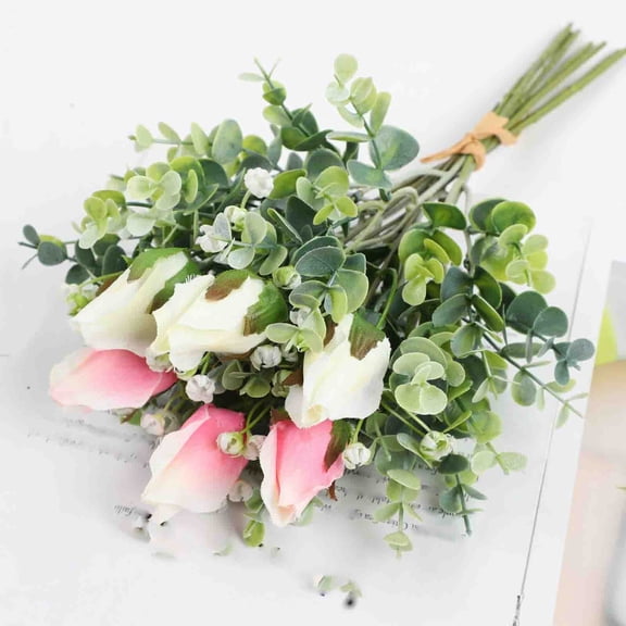 Artificial Rose Hand Held Bouquet Style - Home Decoration Artificial Flower Wedding Bride's Hand Held Bouquet Table Flower Arrangement, 37cm Cluster for Wedding Bridal, Fresh Gradient Color