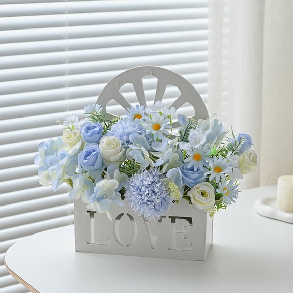 Artificial Rose Hanging Basket Wall Decor, 3D Floral Arrangement for Home Decoration, Indoor Outdoor Hanging Flowers for Living Room Bedroom Patio Garden Wall Decorations, Fake Vine Plant Decor