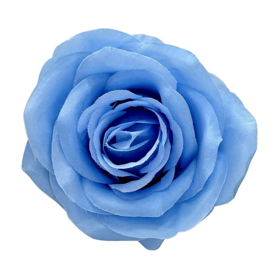 Artificial Rose Heads 9cm Multi Colored Silk Roses, Sky Blue Cloth Waterproof Flowers for Holiday Wedding Decor, Table Mantle Stair Decoration