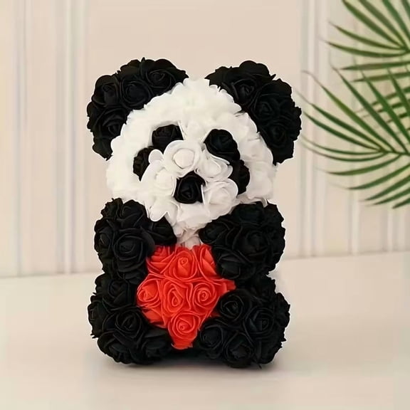Artificial Rose Panda Bear Heart Bow Valentine Gift Decoration