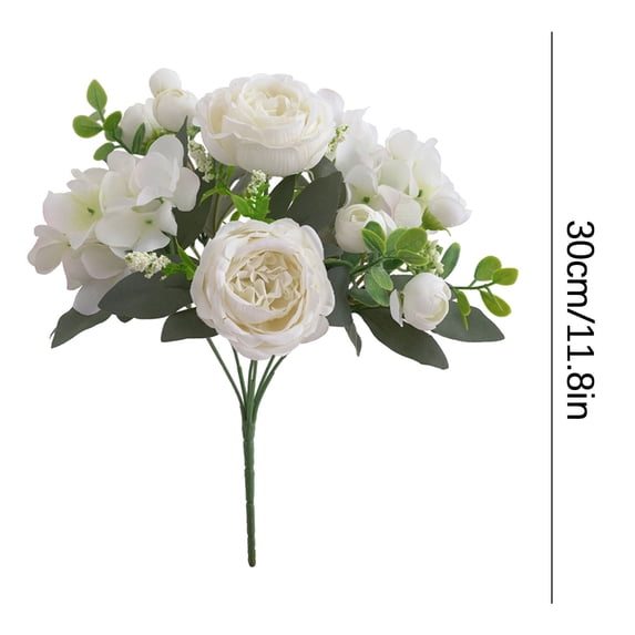 Artificial Rose Peony Bouquet – Artificial Silk Flower Handheld for Wedding, Home Decor Centerpiece, No Wilt Faux Plant for Party