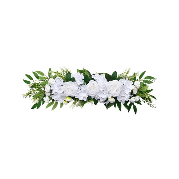 Artificial Rose Peony Flower Swag, Front Door Floral Garland, 25.6 Inch Silk Peony Hydrangea Wreath, Durable Fade-Resistant Decorative Arch for Wedding Home Indoor Outdoor Use