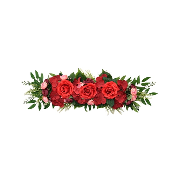 Artificial Rose Peony Flower Swag, Front Door Floral Garland, 25.6 Inch Silk Peony Hydrangea Wreath, Durable Fade-Resistant Decorative Arch for Wedding Home Indoor Outdoor Use
