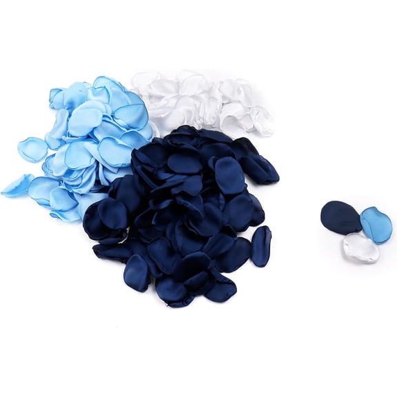 Artificial Rose Petals Separated Silk Scatter Petals for Wedding Table Anniversary Centerpieces Party Decoration (White, Light Blue, Navy)