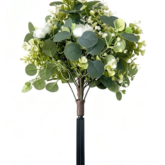 Artificial Rose Plants Outdoor Faux Floral Ground Stake Decoration For Patio Spring Summer Garden Red