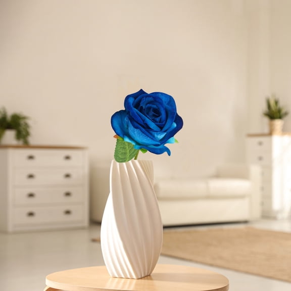 Artificial Rose, Realistic Fabric Rose Stem for Vase, Wedding Anniversary Home Table Decor Gift (10Pcs) Blue*10