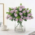 thumbnail image 1 of Artificial Rose Silk Flower BouquetFloral Arrangement Home Decor Centerpiece for Living Room Dining Table Wedding Party Decoration, 1 of 5