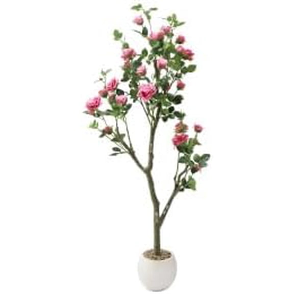Artificial Rose Tree 150cm Rose Red in Pot, Elegant Fabric & Plastic Flowers for Living Room Event Office