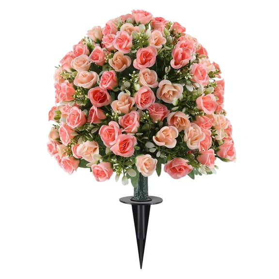 Artificial Rose Tree with Ground Stakes, 1 PCS Lifelike Flower for Indoor Outdoor Decoration, Home Garden Wedding Spring Summer Decor, Valentine's Day Gift (Pink)