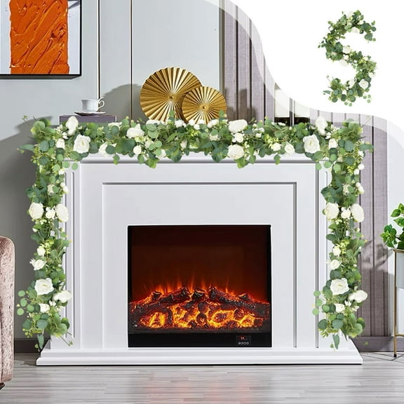 Artificial Rose Vine Decor, Fake Rose Garland for Wedding Home Party Indoor Outdoor Use, White Color