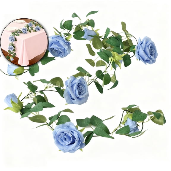 Artificial Rose Vine Fake Flower Garland Fake Silk Rose Hanging Vine for Wedding Party Background Arch Garden Background Decoration