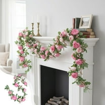 Artificial Rose Vine Garland | 78.7 Inch Faux Flower Wedding Arch Decor | White Yellow Pink Plastic Roses for Chapel Ceremony Backdrop Party Decorations