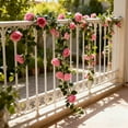 thumbnail image 1 of Artificial Rose Vine Garland, Faux Flower Rattan Wall Hanging Decor for Wedding Party Home Decoration, Flexible Plastic Greenery for Mantel Staircase Backdrop Centerpiece Event Decor, 1 of 6