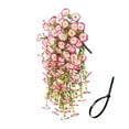 thumbnail image 1 of Artificial Rose Vine Hanging Basket | 75cm Sturdy Wall-Mounted Flower Arrangement | Plastic Decorative Floral Garland | Easy Install Indoor Outdoor Ceiling Decor | Nature-Inspired Accent, 1 of 7