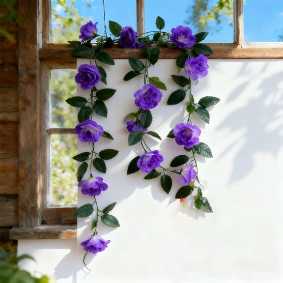 Artificial Rose Vine with 9 Blooms 90.5" Bendable Wire Core for Staircase Wall Banquet Large Scale Decor Includes 1 Piece