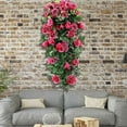 thumbnail image 1 of Artificial Rose Vine with Hanging Basket Design for Wall Decor Home Garden Decoration Indoor Outdoor Use Realistic Looking Flowers(Pink), 1 of 5