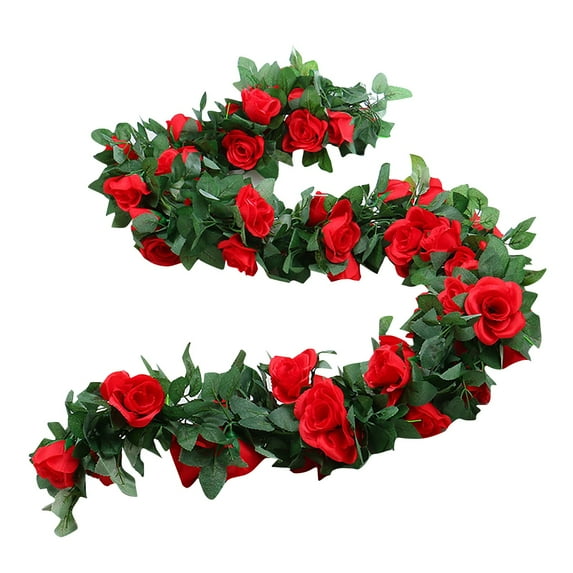 Artificial Rose Vines Garland With 33 Realistic Silk Flowers And Green Leaves, Ultra-Full And Fuller Design For Enhanced Decorative Effect, Perfect For Arches Columns Railings