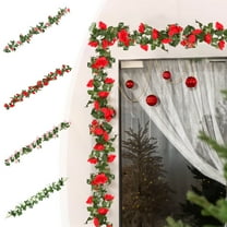 Artificial Rose Vines Garland | Silk Flower Hanging Decoration for Wedding Arch, Party Backdrop, Garden, Ceremony, Table Decor | 86 Inch | White Pink Red