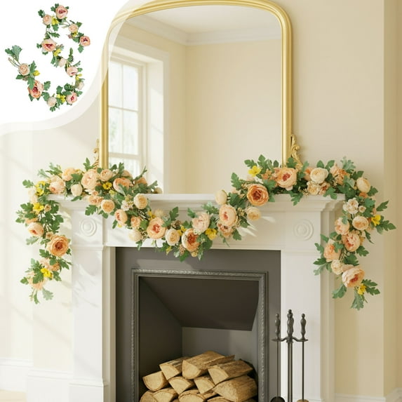Artificial Rose Vines, Wedding Arch Decor, Faux Flower Garland for Wedding Chapel Backdrop, Holiday Party Decoration