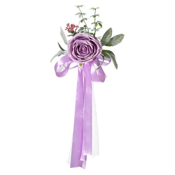 Wedding Aisle Decorations Artificial Flowers - Rose Chair Back Decor with Ribbons for Wedding Ceremony - Pew Flowers, Wedding Chair Decorations for Reception, Party & Photography Props