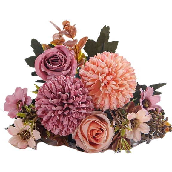Artificial Rose and Hydrangea Bouquet, Silk Flower Arrangement for Table Centerpieces and Photography Props, Sand Red 12.2in
