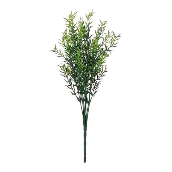 Artificial Rosemary Shrubs Bunch, 14" Tall Green Plastic Greenery Stems, for Farmhouse Garden, Porch, Wedding Decor, Indoor Outdoor Use, No Fade, One Artificial Rosemary Bunch
