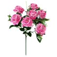 thumbnail image 1 of Artificial Roses 1 Pc 7 Heads Burnt Edge Bouquet Artificial Roses Flower with Stems Slik Fake Flowers Bouquet for Valentine's Day Home Wedding Party Decoration, 14.96 Inch, Pink, 1 of 9