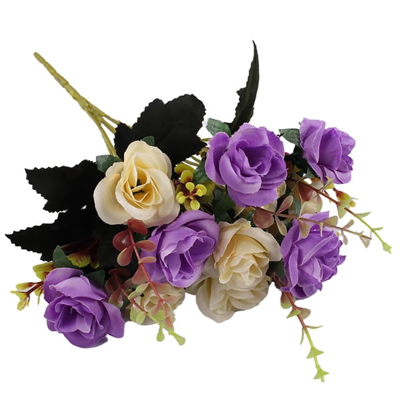 Artificial Roses, 12 Head Small Silk Rose Flowers for Wedding Centerpieces, Home Decor, Christmas Table Decorations, Plastic Plants for Vase, Party & Hotel Decor,1pc