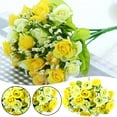 thumbnail image 1 of Artificial Roses 21 Heads 1 Bunch Yellow with Long Stems for Wedding Bouquets, 1 of 8