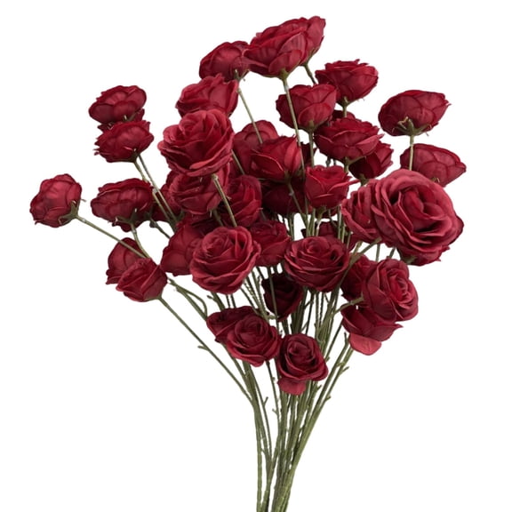 Artificial Roses 6 Heads Silk Flower Roses with Stems Fake Rose Bouquet Gifts for Valentine's Day Home Office Parties Bridal Wedding Anniversary Table Centerpiece Decor, 1Pack(Red,31x13.8")