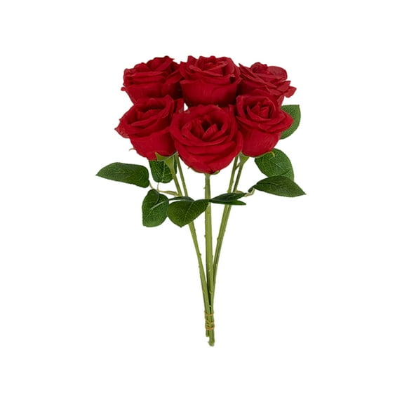 Artificial Roses 6 Pack Realistic Flower Stems UV Resistant Home Living Room Decor Wedding Party Centerpiece Valentine's Day Red