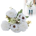 thumbnail image 1 of Artificial Roses Bouquet, Faux Flower for Centerpiece Decoration, White, 1 of 9