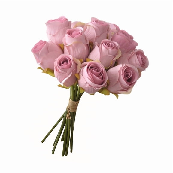 Artificial Roses, Bunch of 12 Fake Blush Pink Roses with Stems, (9.4") 24cm Silk Flowers Bouquet for Outdoor & Indoor Events Wedding Party Home Decoration & Gifts-DIY & Crafts
